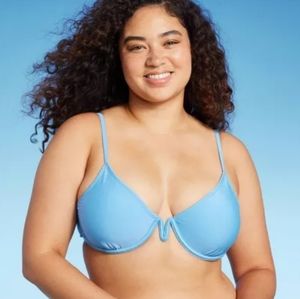 NWOT Wild Fable V Front Bright Blue Bikini Top Size XL